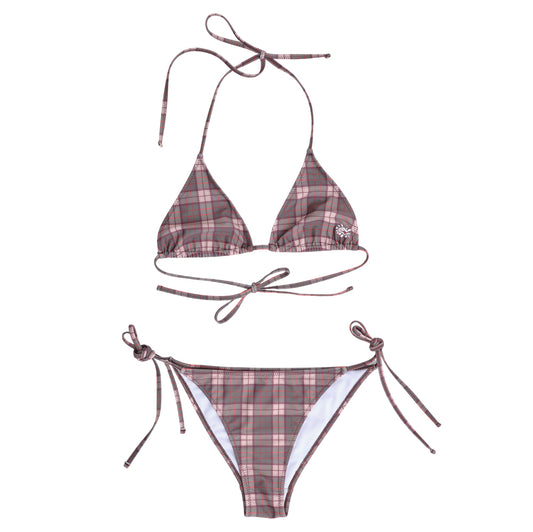 Always Do What You Should Do Plaid Heart Logo Bikini