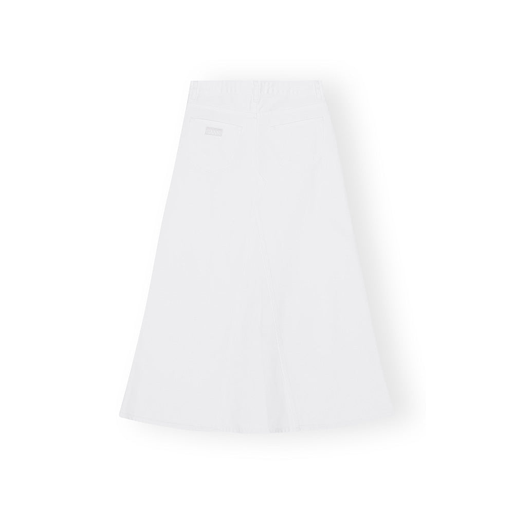 GANNI White Denim Double Fly Maxi Skirt