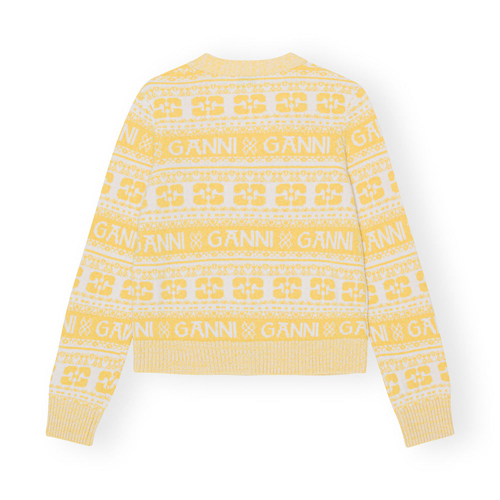GANNI Logo Mix Wool Cardigan