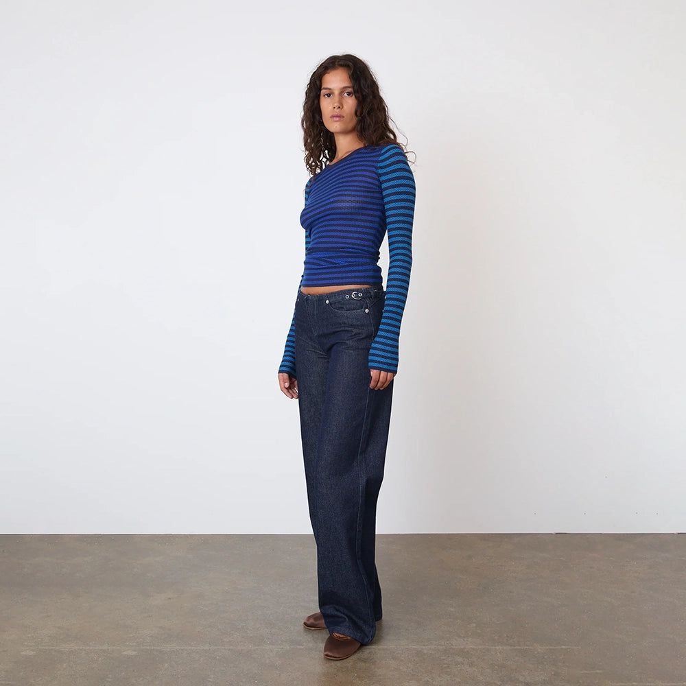 Peachy Den Elise Stripe LS Top