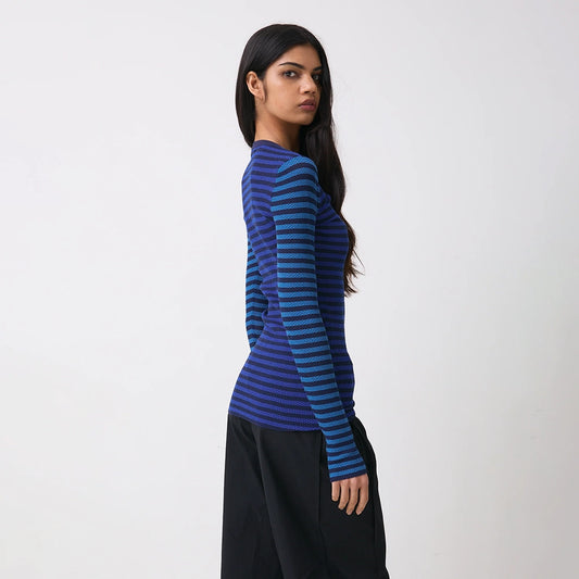 Peachy Den Elise Stripe LS Top