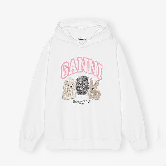 Ganni Isoli Oversized Animals Crop Hoodie