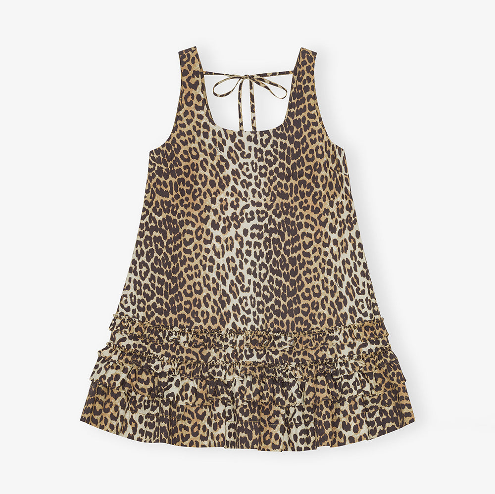 Ganni Poplin U-Neck Mini Dress