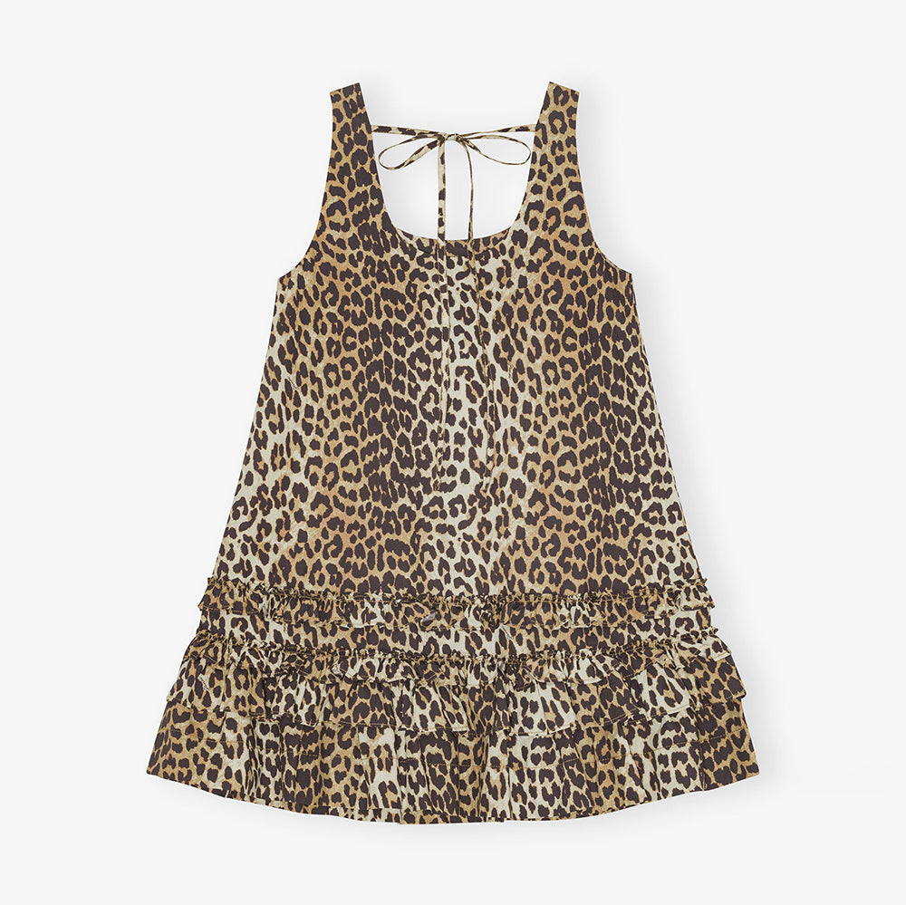 Ganni Poplin U-Neck Mini Dress