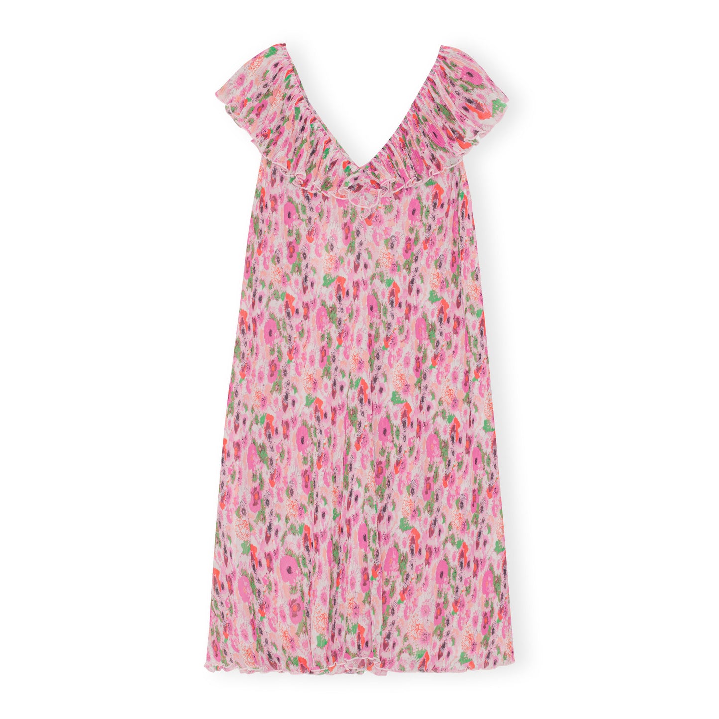 GANNI Pleated Georgette Midi Dress