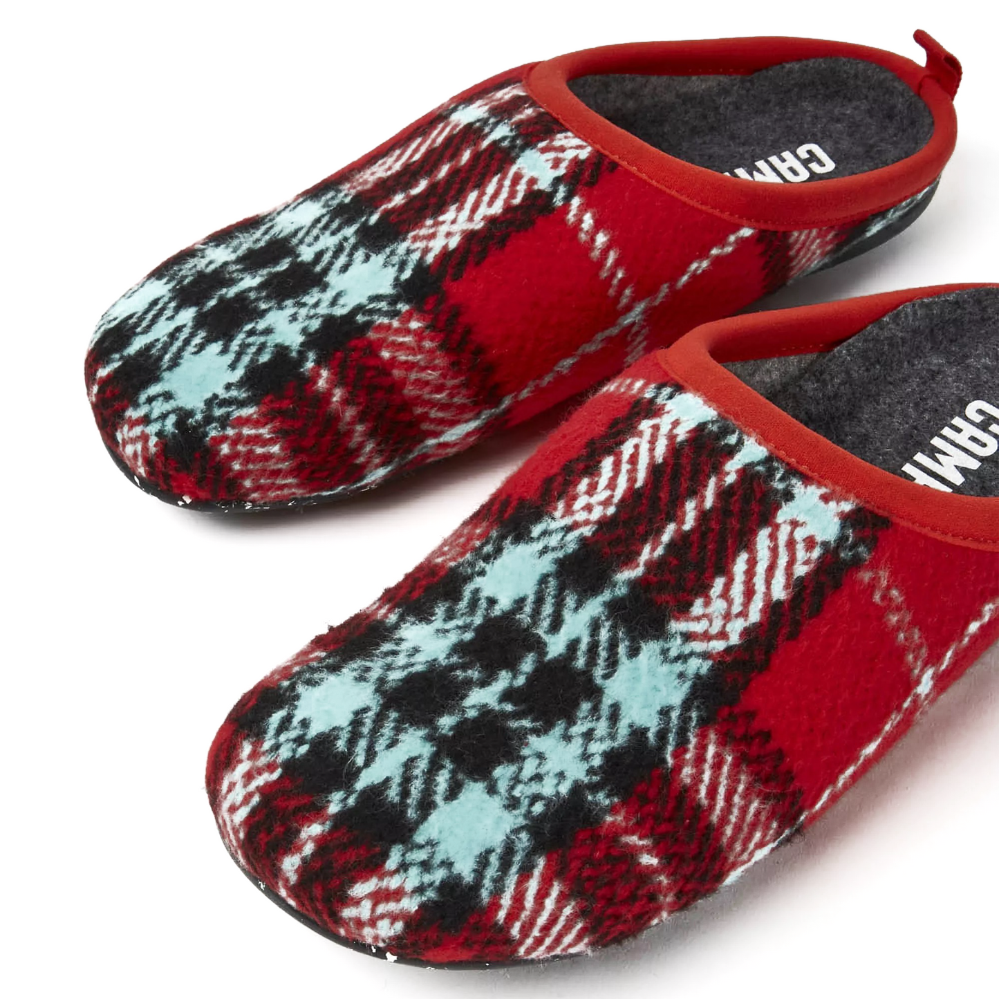 Camper Wabi Plaid Felt Slipper