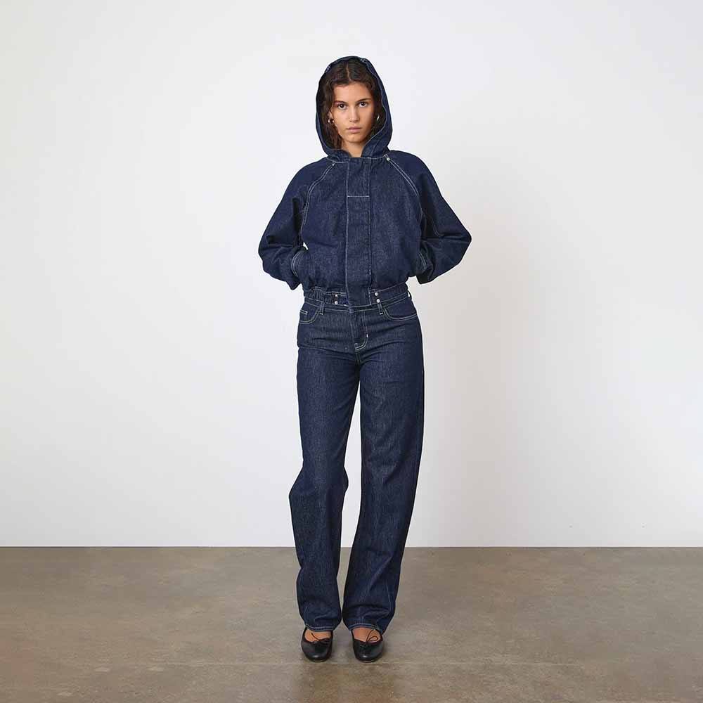 Peachy Den The Joan Denim Bomber Jacket