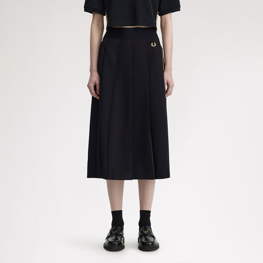 Fred Perry Tape Pleated Midi Skirt