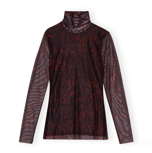 Ganni Printed Mesh LS Rollneck