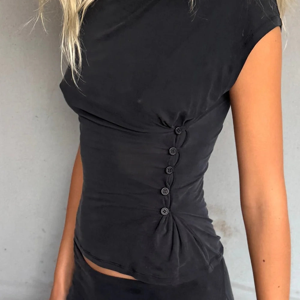Peachy Den Kylie Button Top