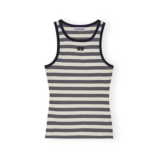 Ganni Striped Rib Tank Top