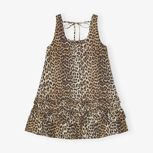Ganni Poplin U-Neck Mini Dress