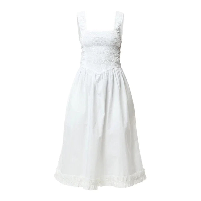 Ganni Poplin Midi Strap Smock Dress