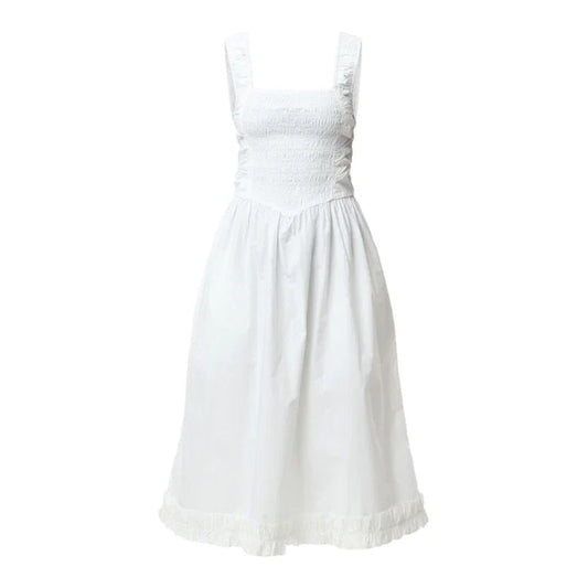 Ganni Poplin Midi Strap Smock Dress