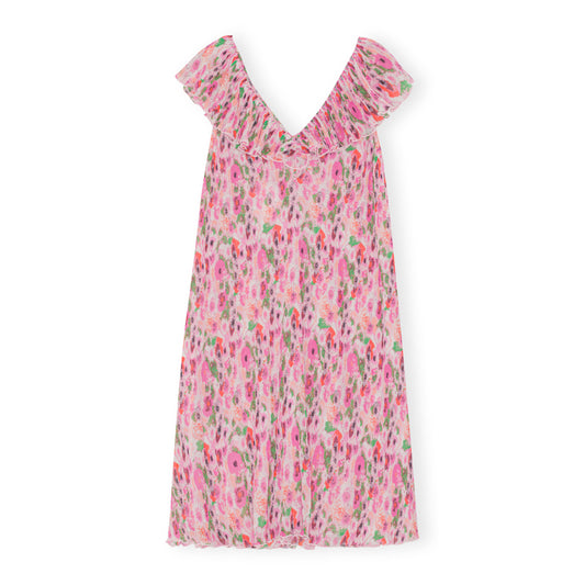 GANNI Pleated Georgette Midi Dress