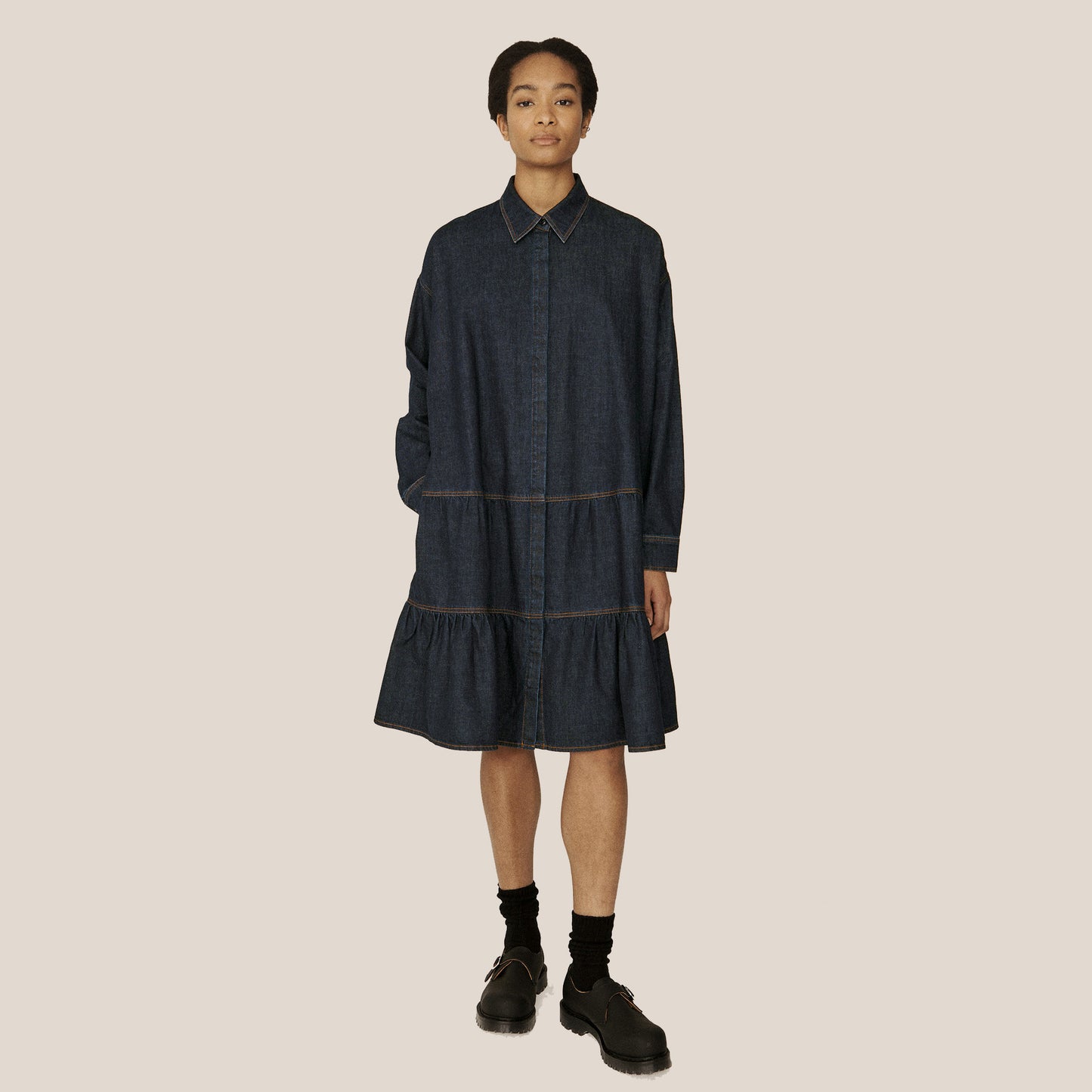 YMC Luna Organic Denim LS Dress