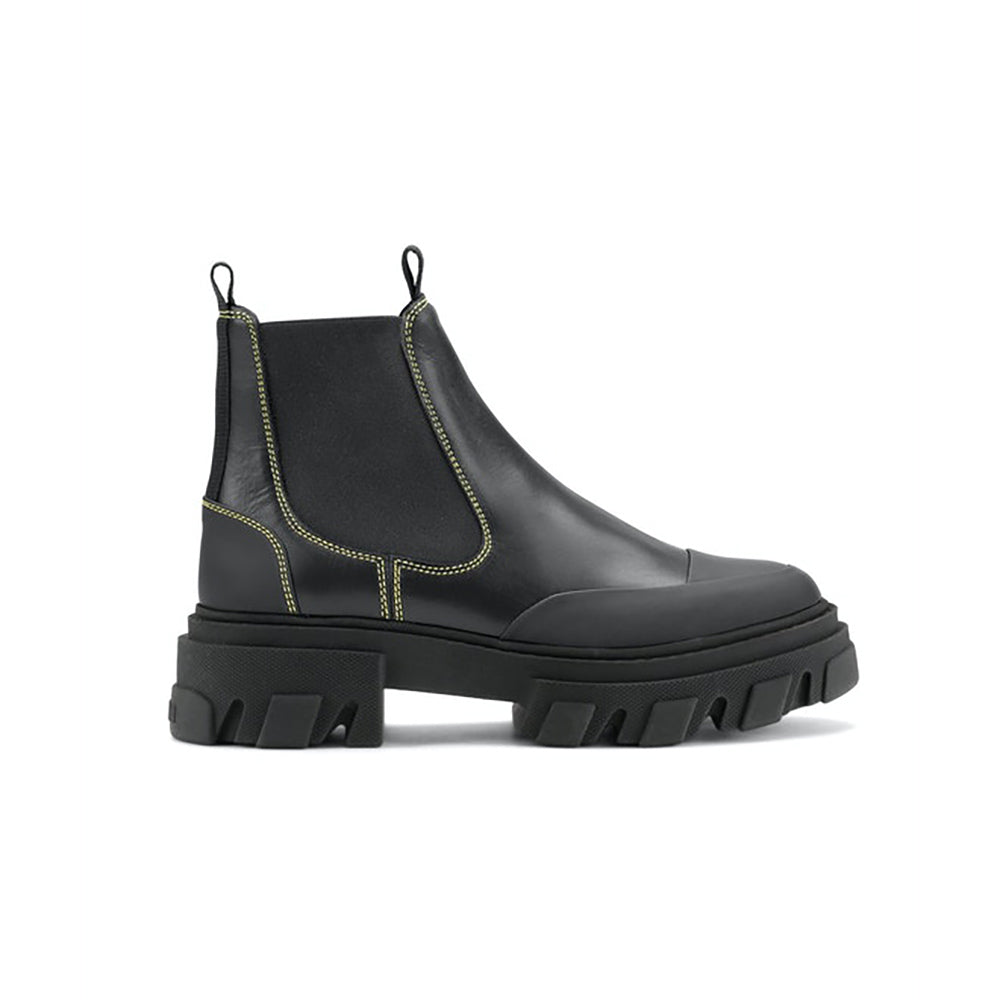 GANNI Yellow Stitching Chelsea Boots